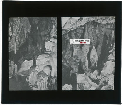 Gouffre de Padirac, Lot, photo plaque verre, noir & blanc, positif 8,5x10 cm
