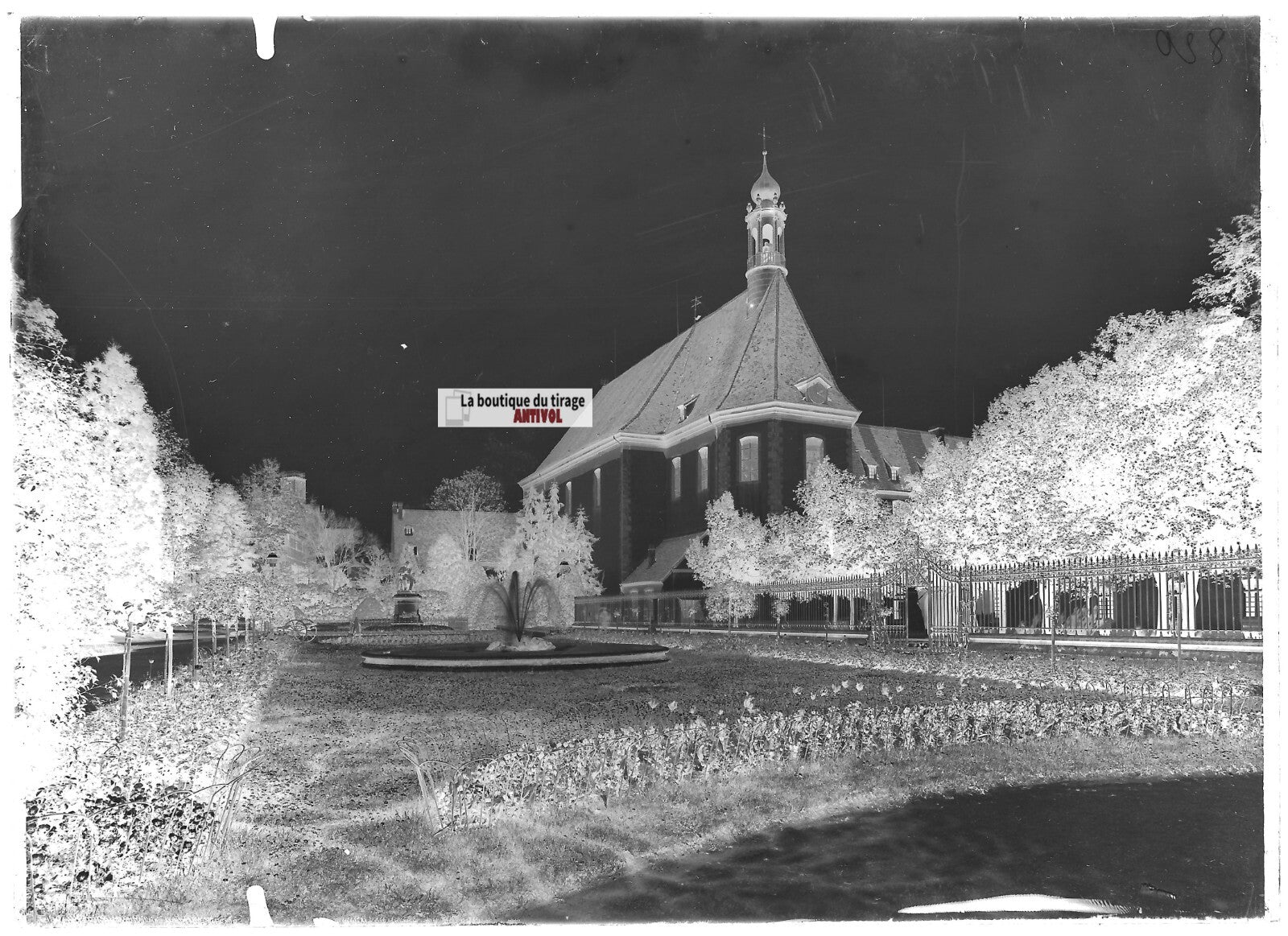 Plaque verre photo ancienne négatif noir et blanc 13x18 cm Colmar BARTHOLDI