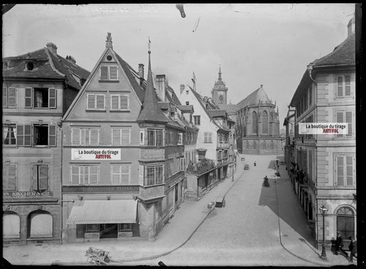 Plaque verre photo ancienne négatif noir et blanc 13x18 cm Colmar collection