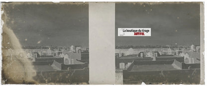 Ville Maghreb, Plaque verre stéréoscopie, négatif noir & blanc 4,5x10,7 cm