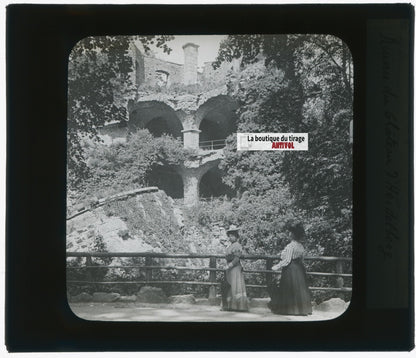 Château de Heidelberg, photo plaque verre, noir & blanc, positif 8,5x10 cm