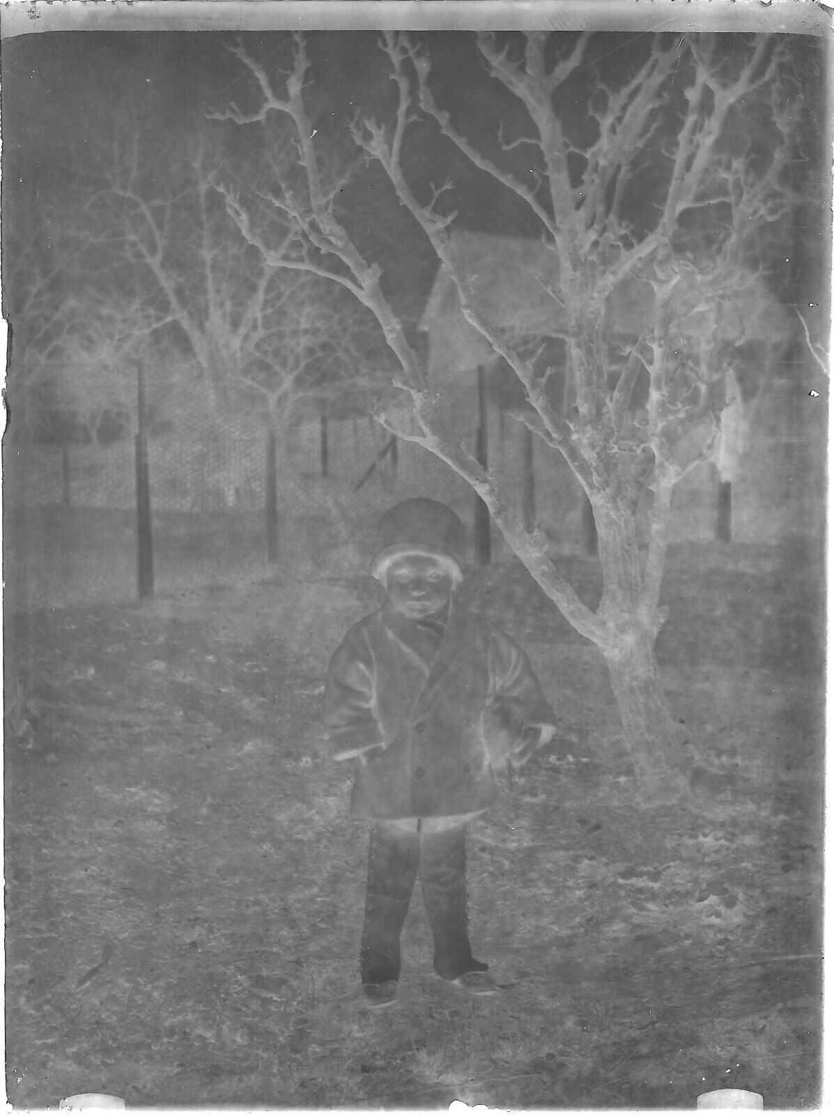 Plaque verre photo ancienne négatif noir et blanc 9x12 cm enfant glass plate 