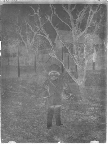 Plaque verre photo ancienne négatif noir et blanc 9x12 cm enfant glass plate 