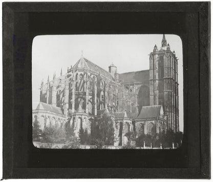 Cathédrale Saint Julien-Le Mans, photo plaque de verre, positif 8,5x10 cm