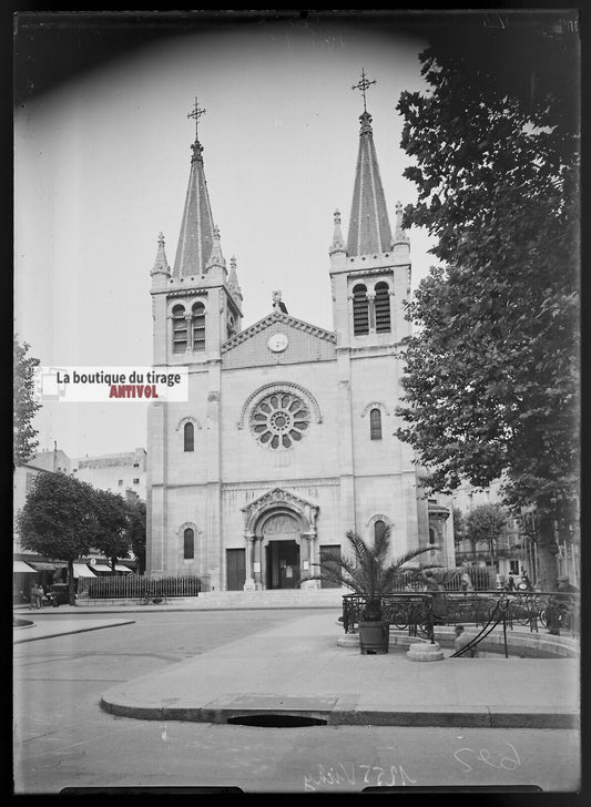 Plaque verre photo ancienne négatif noir et blanc 13x18 cm Vichy Saint-Louis