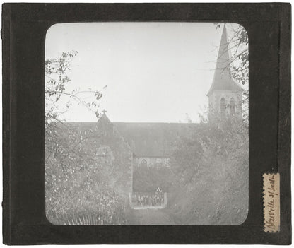 Neuville-sur-Sarthe, église, photo ancienne plaque de verre, positif 8,5x10 cm