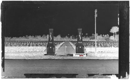 Plaque verre photo négatif noir & blanc 9x14 cm, Bras-sur-Meuse, cimetière