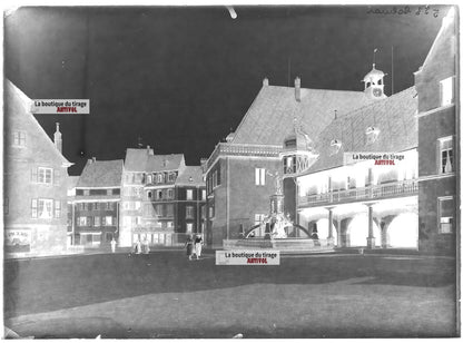 Plaque verre photo ancienne négatif noir et blanc 13x18 cm Colmar architecture 