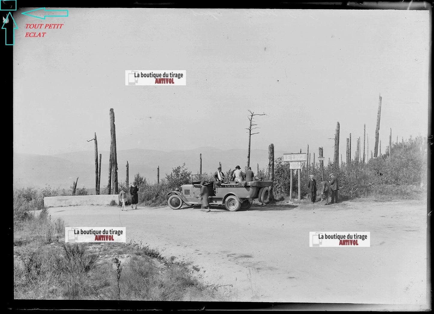 Plaque verre photo ancienne négatif noir et blanc 13x18 cm Trois Epis col Linge
