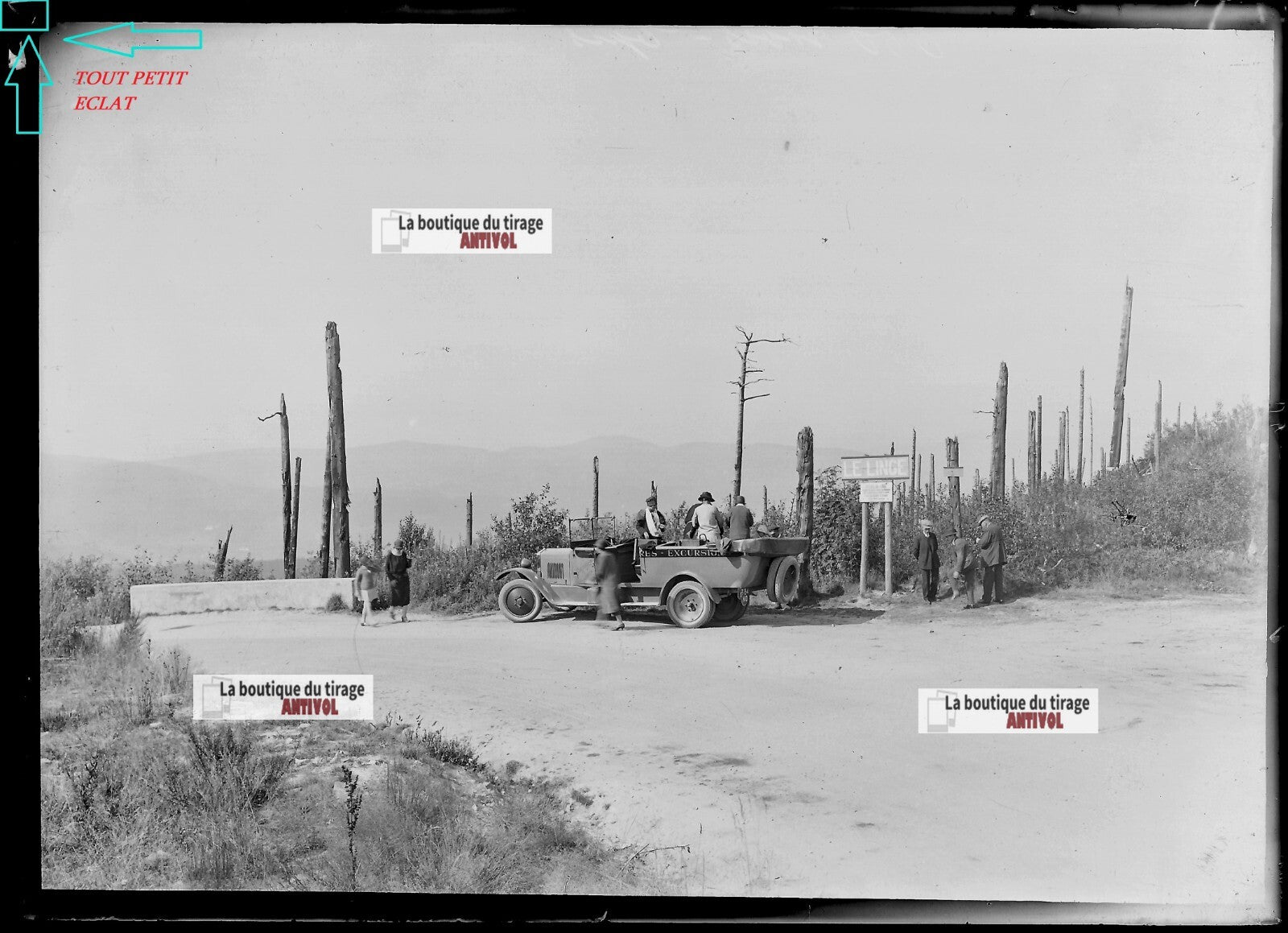 Plaque verre photo ancienne négatif noir et blanc 13x18 cm Trois Epis col Linge