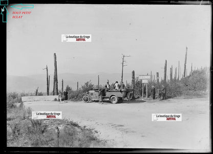 Plaque verre photo ancienne négatif noir et blanc 13x18 cm Trois Epis col Linge