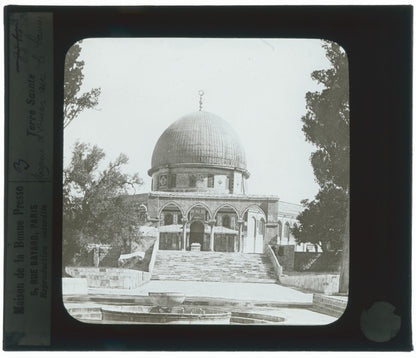 Mosquée d'Omar, Jérusalem, photo ancienne plaque de verre, positif 8,5x10 cm