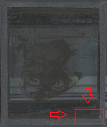 Luc, scène religieuse, dessin peinture plaque de verre, positif 8,5x10 cm