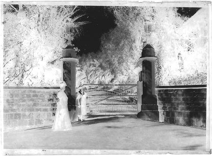 Plaque verre photo négatif noir et blanc 6x9 cm 2 dames entrée glass plate 