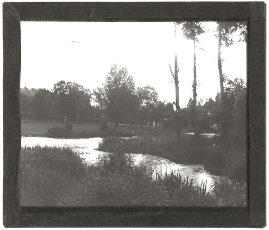 Campagne, maison, France, photo ancienne plaque de verre, positif 8,5x10 cm