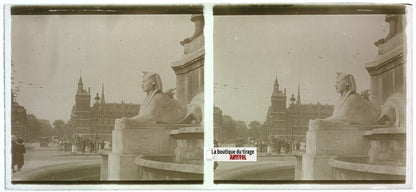 Place du Châtelet, Paris, plaque verre, photo stéréoscopie, N&B 6x13 cm