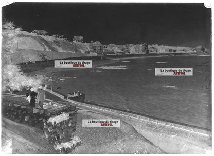 Plaque verre photo ancienne négatif noir et blanc 13x18 cm Saint Jean De Luz