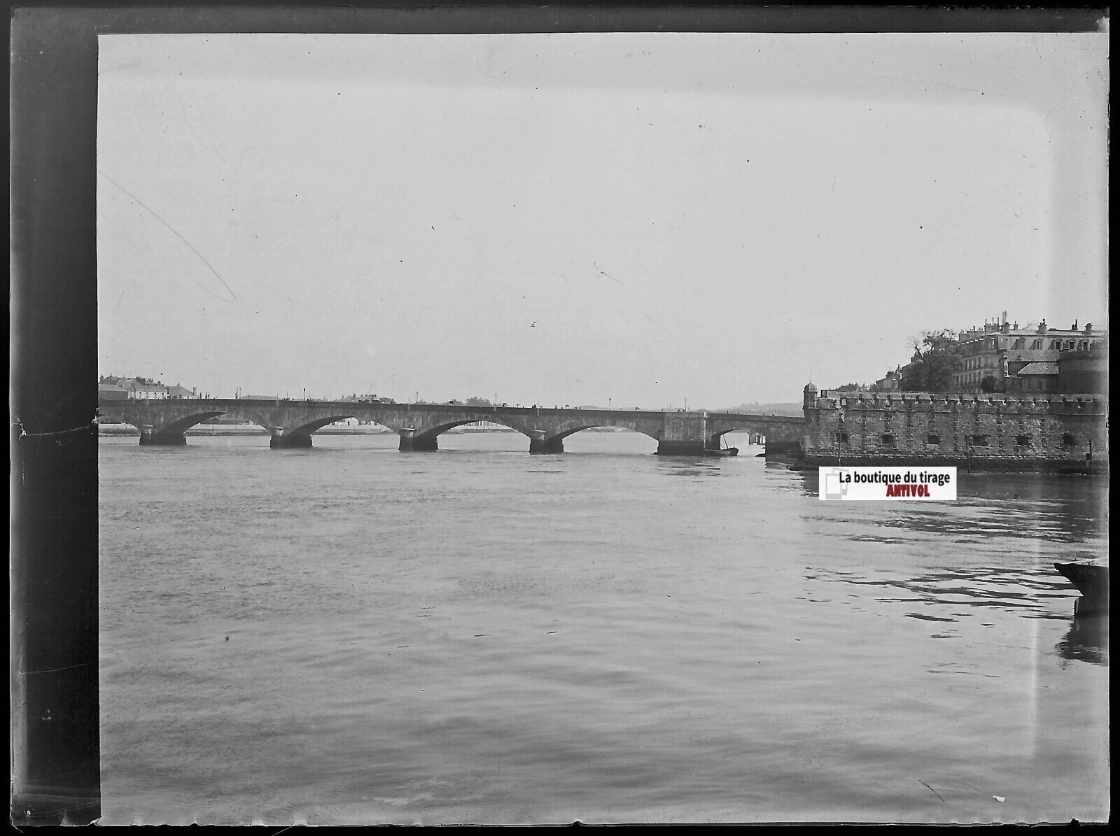 Bayonne, pont Saint-Esprit, Plaque verre photo, négatif noir & blanc 9x12 cm