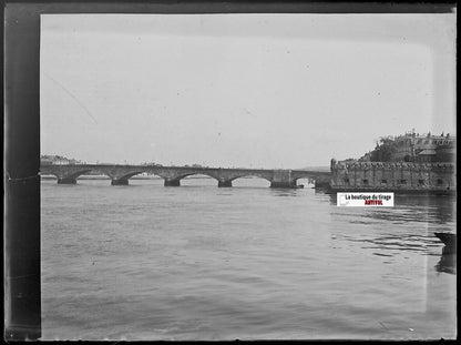 Bayonne, pont Saint-Esprit, Plaque verre photo, négatif noir & blanc 9x12 cm