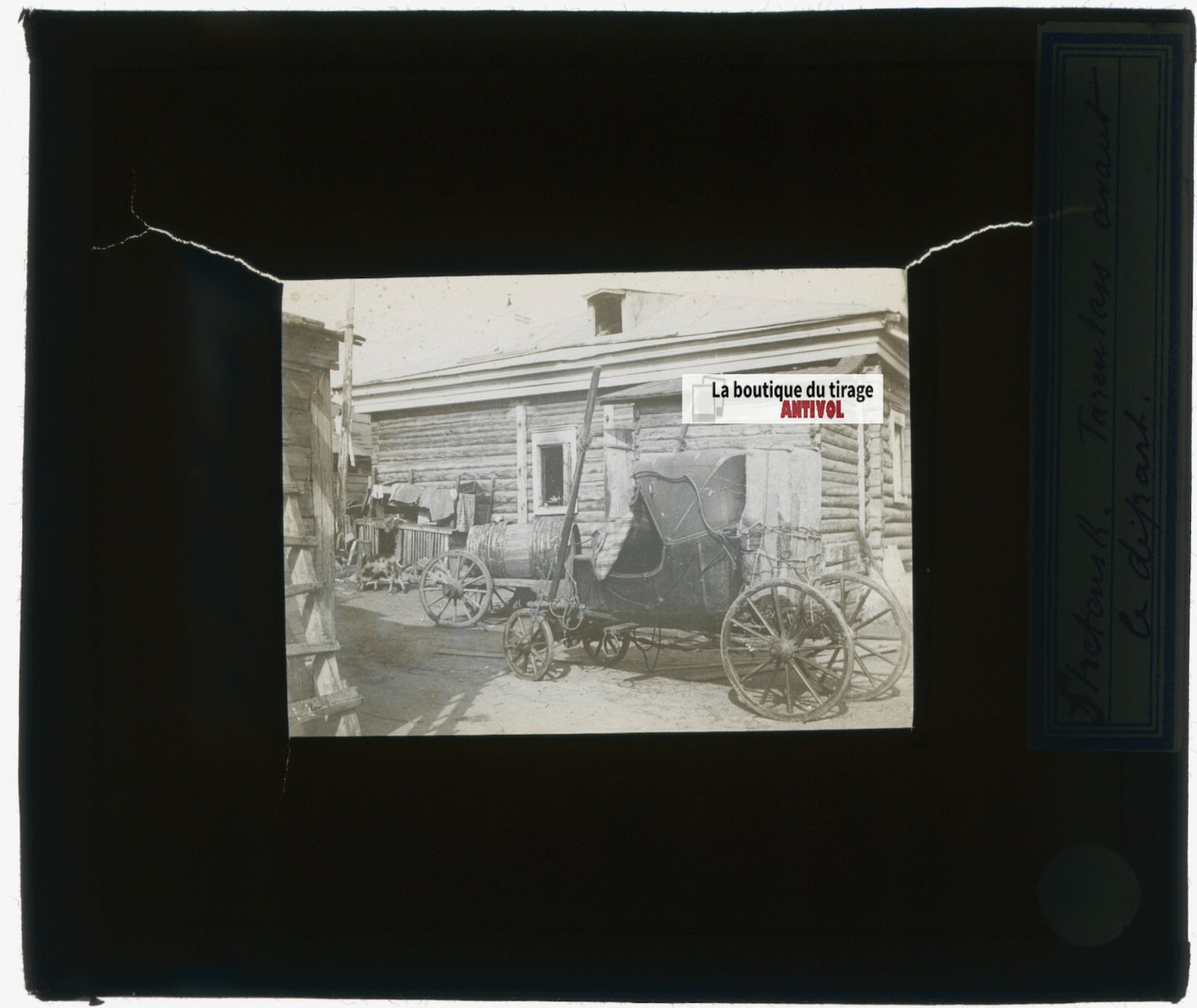 Voiture Sretensk, Russie, photo plaque verre, noir & blanc, positif 8,5x10 cm