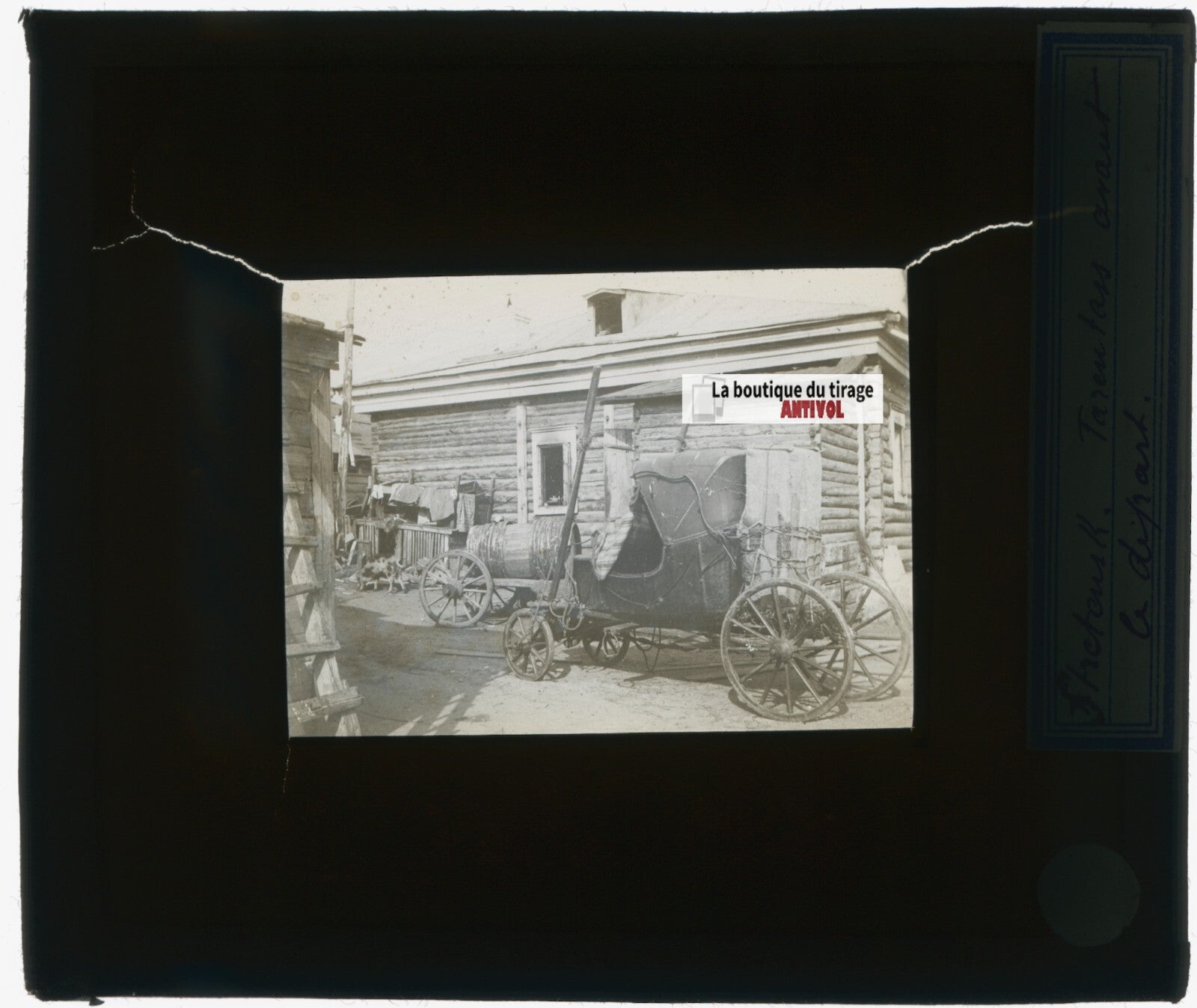 Voiture Sretensk, Russie, photo plaque verre, noir & blanc, positif 8,5x10 cm
