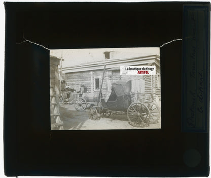 Voiture Sretensk, Russie, photo plaque verre, noir & blanc, positif 8,5x10 cm