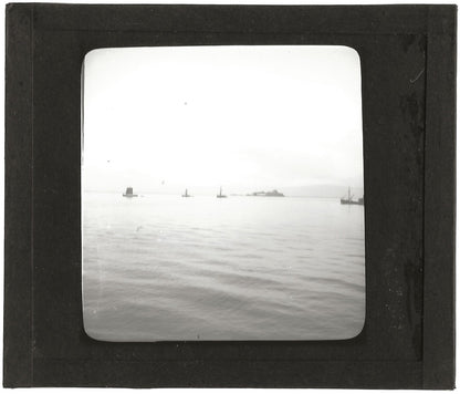 Bateaux, Trondheim, Norvège, photo ancienne plaque de verre, positif 8,5x10 cm