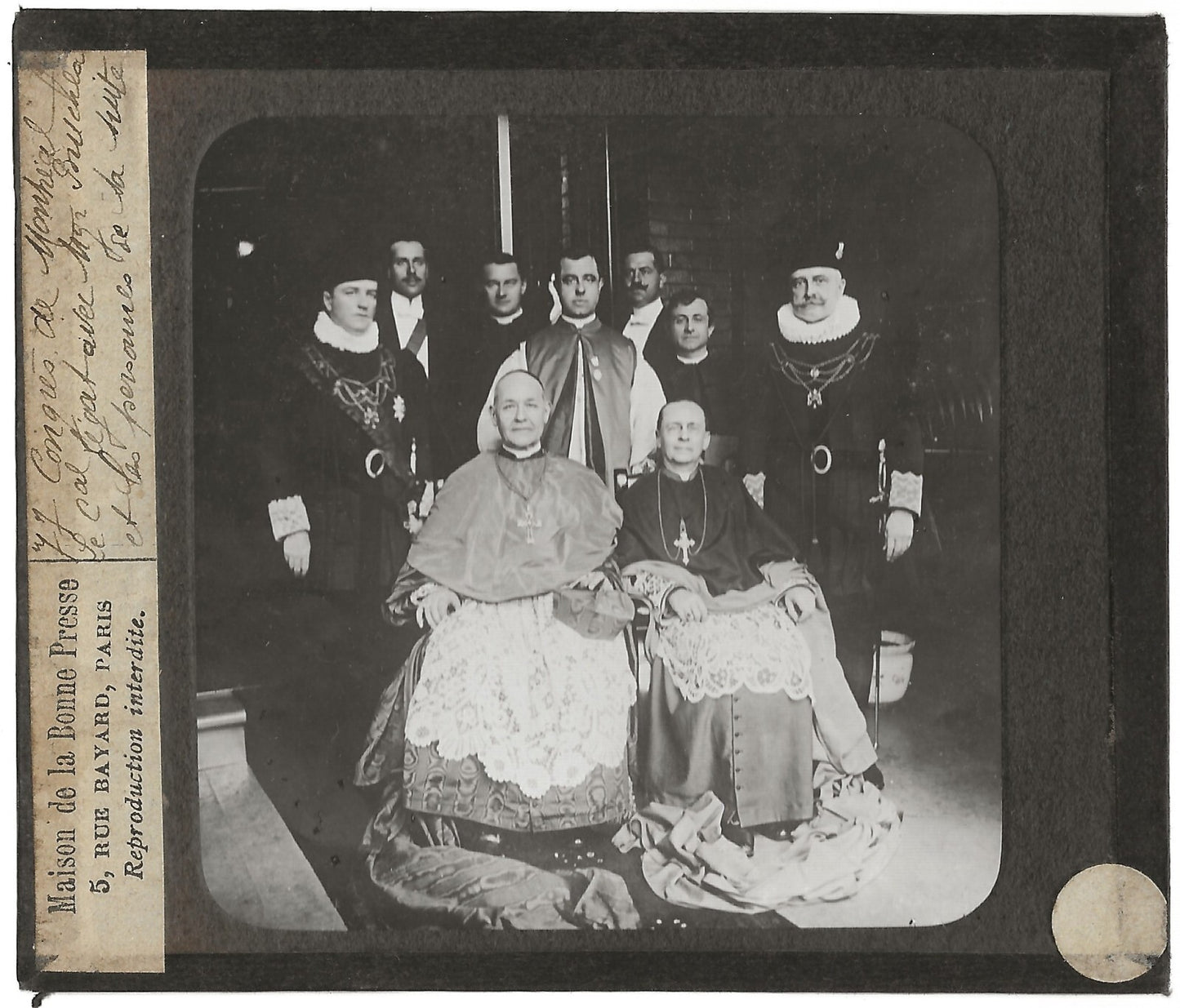 Bruchesi, Vannutelli, Congrès Montréal, photo plaque de verre, positif 8,5x10 cm