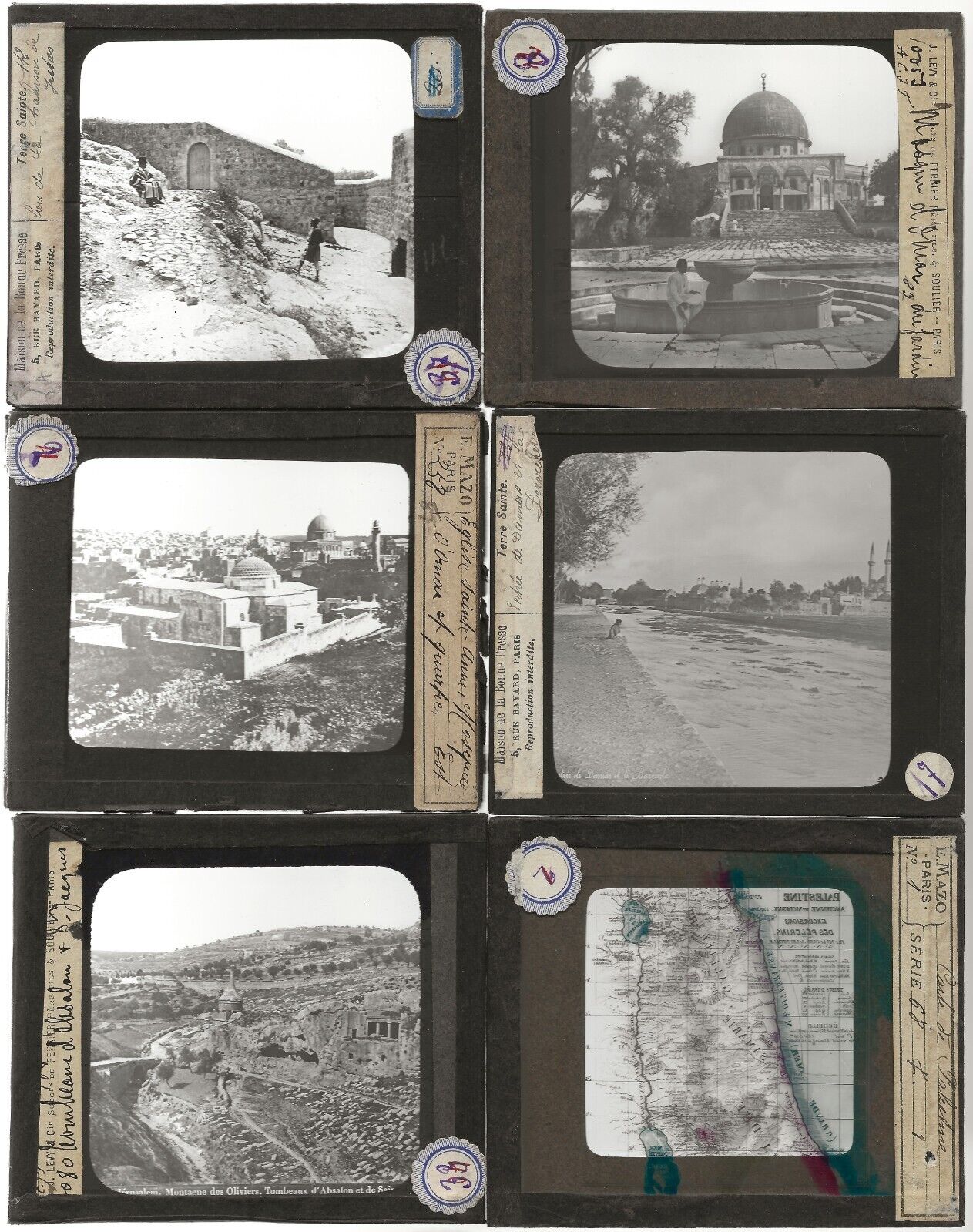 Jérusalem, Palestine, photos plaques de verre, lot 10 positifs 8,5x10 cm