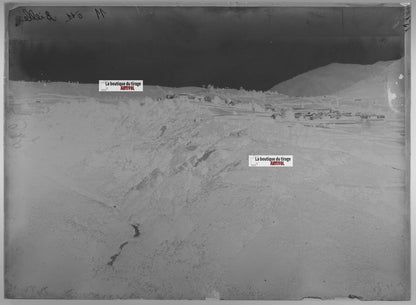 Plaque verre photo ancienne négatif noir et blanc 13x18 cm Bielle montagne eau