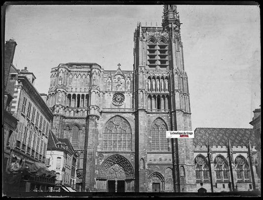 Sens, Cathédrale Saint-Étienne, Plaque verre photo, négatif noir & blanc 9x12 cm