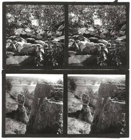 Paysages France, photos stéréoscopique plaques de verre, lot 10 positifs 7x13 cm