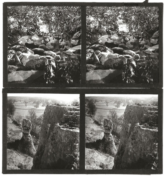 Paysages France, photos stéréoscopique plaques de verre, lot 10 positifs 7x13 cm