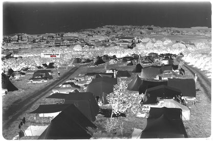 Bidart camping, Plaque verre photo ancienne, négatif noir & blanc 10x15 cm