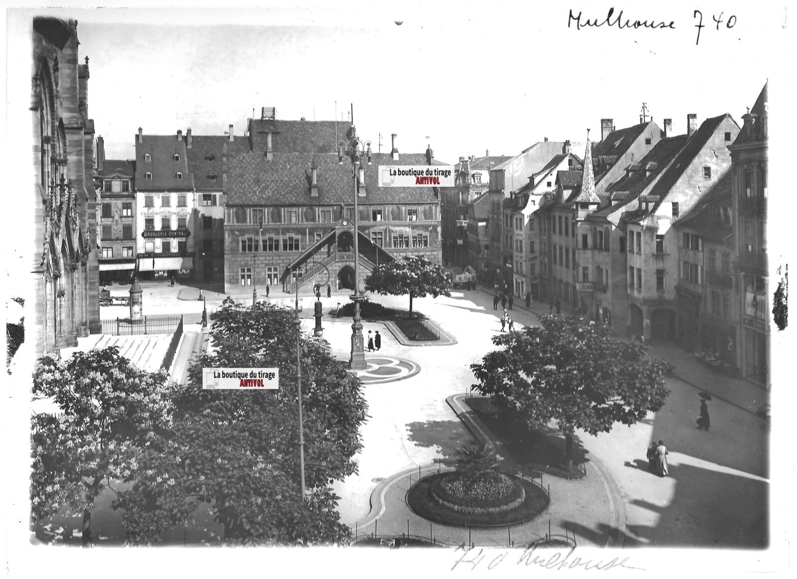 Plaque verre photo ancienne positif noir & blanc 13x18 cm Mulhouse Alsace