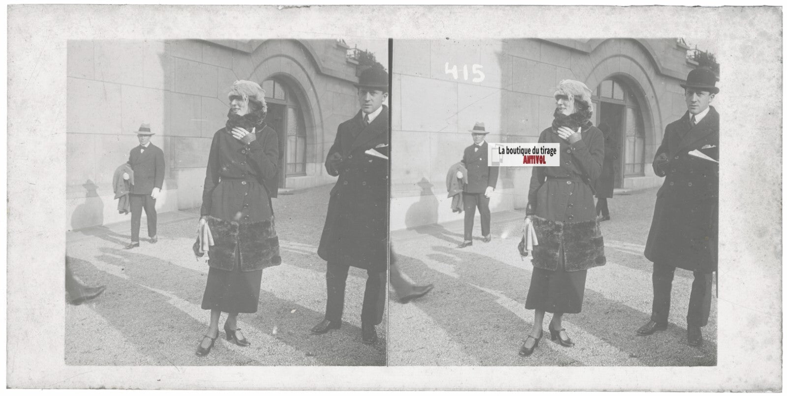 Hippodrome de Longchamp, Paris, plaque verre stéréoscopique, positif 8,5x17 cm