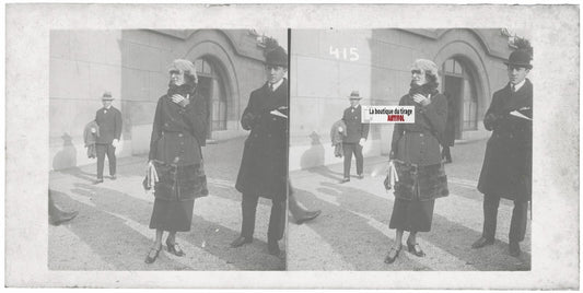 Hippodrome de Longchamp, Paris, plaque verre stéréoscopique, positif 8,5x17 cm