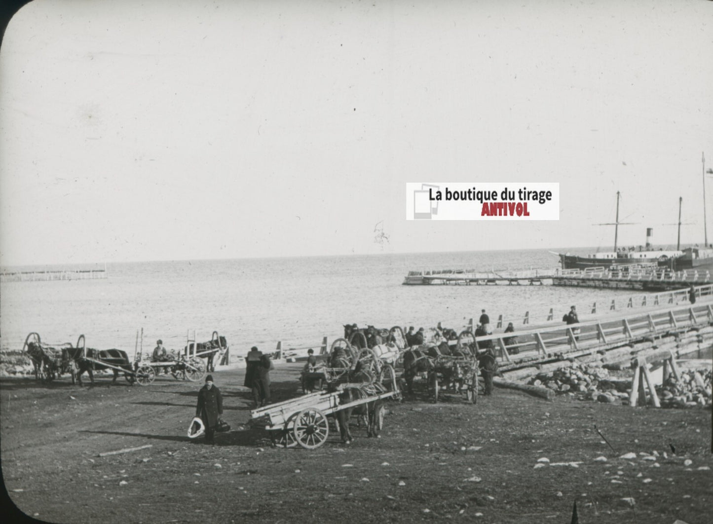 Lac Baïkal, Russie, photo plaque verre, noir & blanc, positif 8,5x10 cm