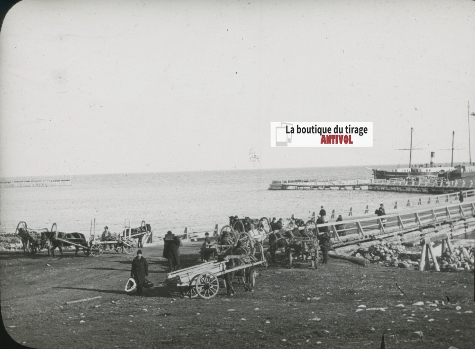 Lac Baïkal, Russie, photo plaque verre, noir & blanc, positif 8,5x10 cm