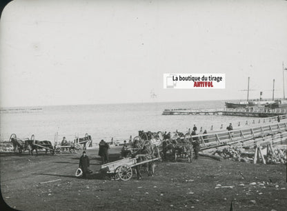 Lac Baïkal, Russie, photo plaque verre, noir & blanc, positif 8,5x10 cm