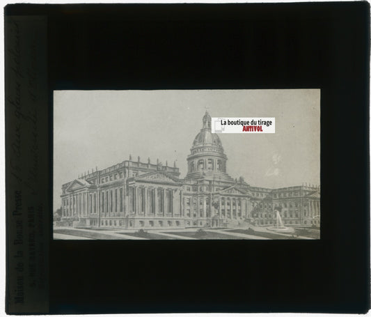 Université d’Ottawa, dessin plaque verre, noir & blanc, positif 8,5x10 cm