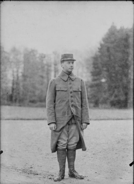 Plaque verre photo ancienne négatif 13x18 cm soldat uniforme militaire 