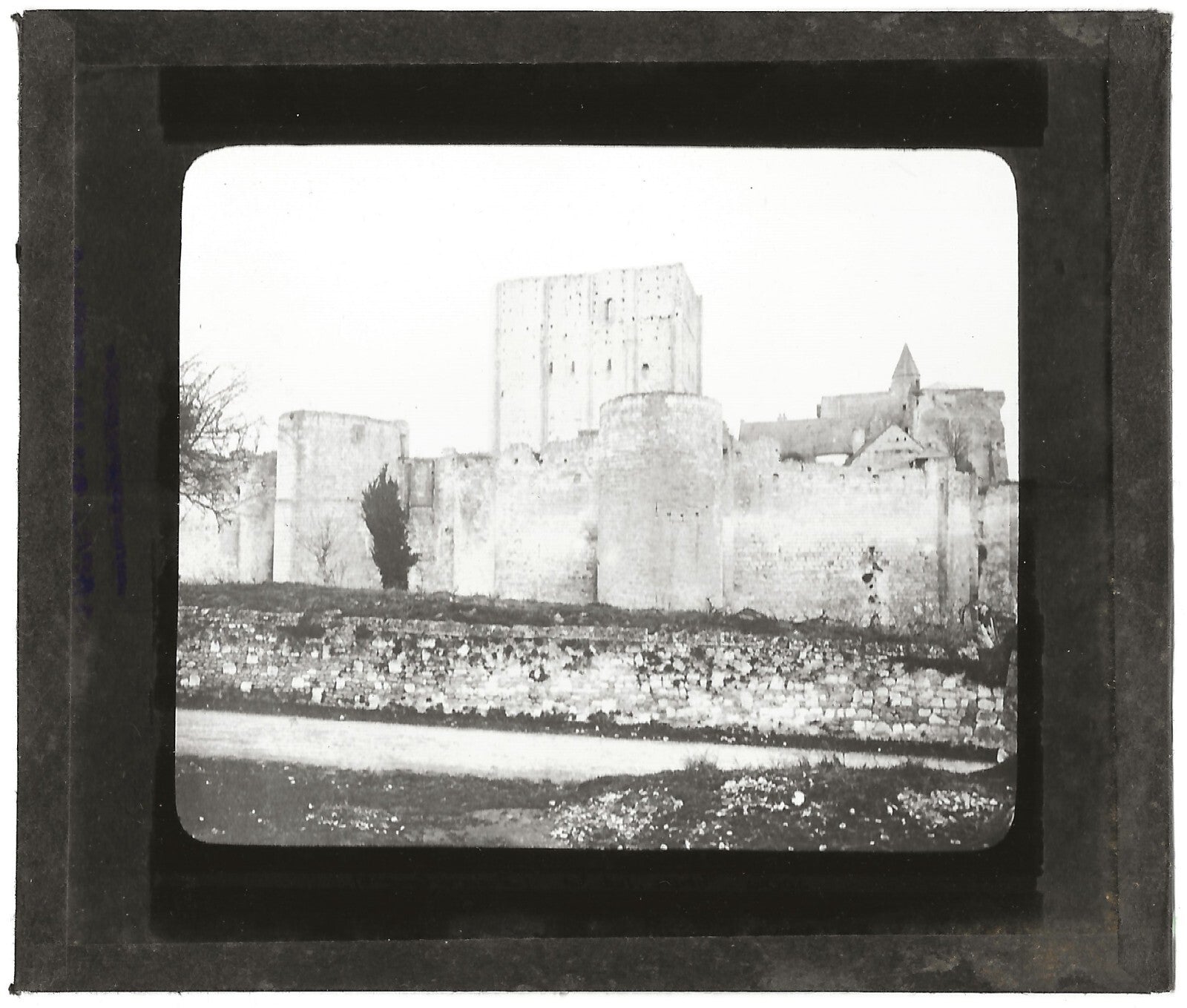Château de Loches, Donjon, photo ancienne plaque de verre, positif 8,5x10 cm