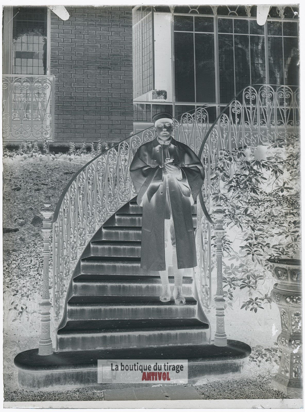 Officier du 26ᵉ régiment, soldat, plaque verre, photo ancienne, négatif 9x12 cm