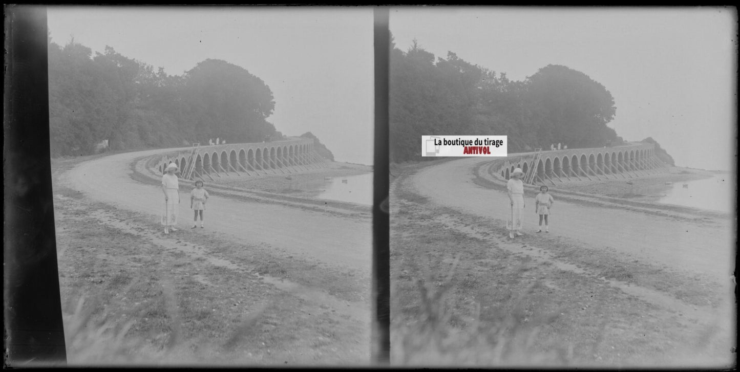 Perros-Guirec, Bretagne, stéréoscopie, photo plaque verre, négatif 9x18 cm