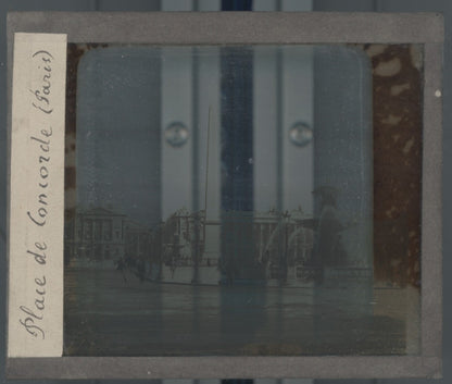 Place de la Concorde, Paris, photo plaque verre, sépia, positif 8,5x10 cm
