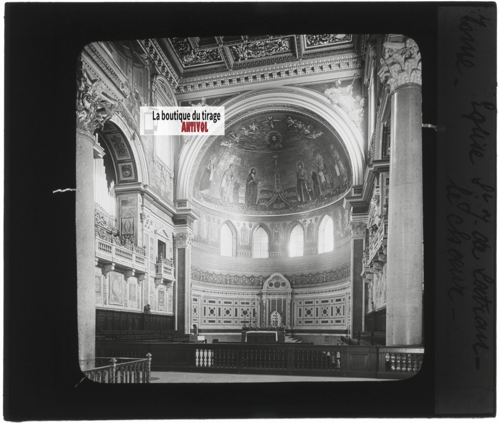 Basilique Saint-Jean-de-Latran, photo ancienne plaque verre, positif 8,5x10 cm