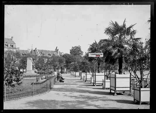 Plaque verre photo ancienne négatif noir et blanc 13x18 cm centre-ville Colmar 