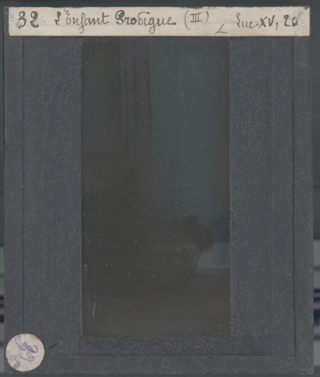 Luc, scène religieuse, dessin peinture plaque de verre, positif 8,5x10 cm