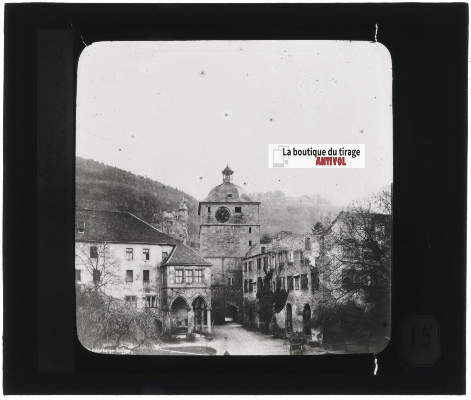 Ruprechtsbau, Heidelberg, Allemagne, photo plaque verre, positif 8,5x10 cm